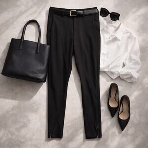 Athleta Stellar Trouser Black Stretch Career Work Pant Ankle Zip Minimal Chic 14